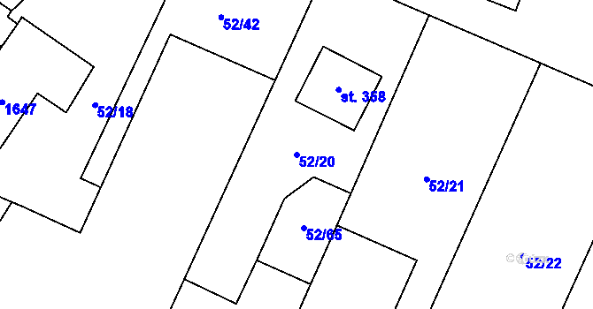 Parcela st. 52/20 v KÚ Sebranice u Boskovic, Katastrální mapa
