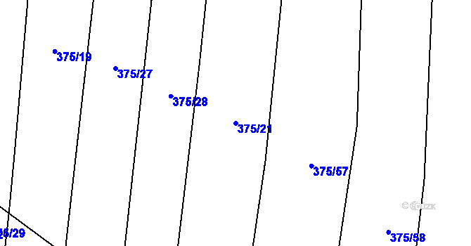 Parcela st. 375/21 v KÚ Sebranice u Boskovic, Katastrální mapa