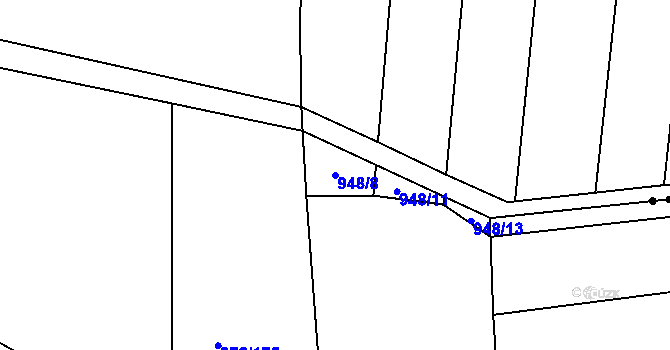 Parcela st. 948/8 v KÚ Sebranice u Boskovic, Katastrální mapa