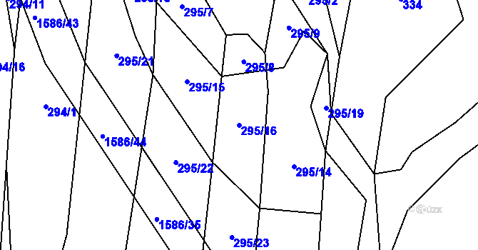 Parcela st. 295/16 v KÚ Sebranice u Boskovic, Katastrální mapa