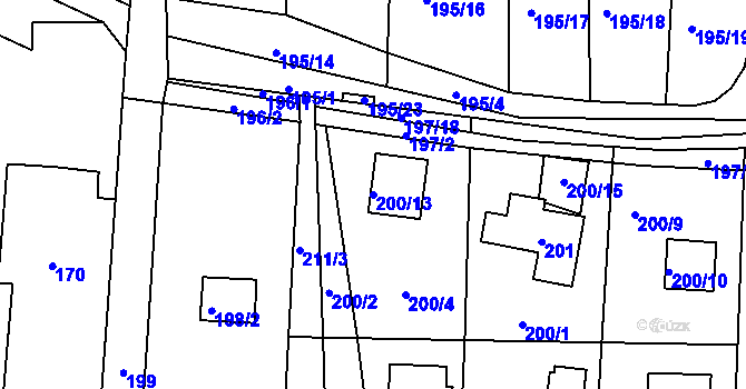 Parcela st. 200/13 v KÚ Církvice, Katastrální mapa