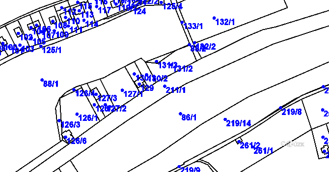 Parcela st. 211/1 v KÚ Církvice, Katastrální mapa