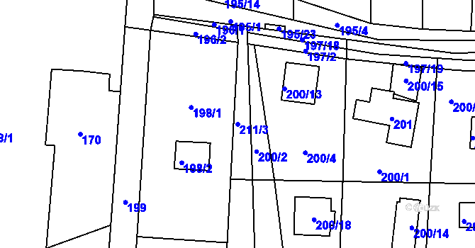 Parcela st. 211/3 v KÚ Církvice, Katastrální mapa