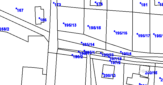 Parcela st. 195/14 v KÚ Církvice, Katastrální mapa