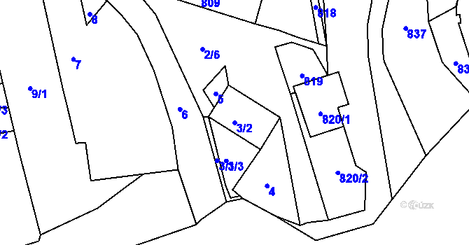 Parcela st. 3/2 v KÚ Sebuzín, Katastrální mapa
