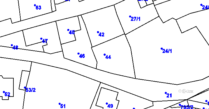 Parcela st. 44 v KÚ Sebuzín, Katastrální mapa