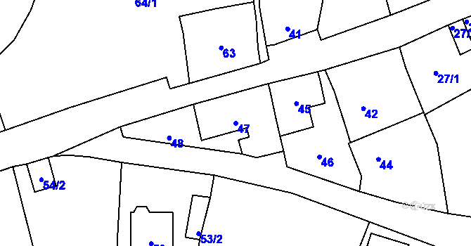 Parcela st. 47 v KÚ Sebuzín, Katastrální mapa