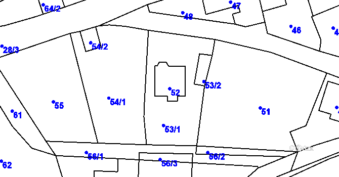 Parcela st. 52 v KÚ Sebuzín, Katastrální mapa