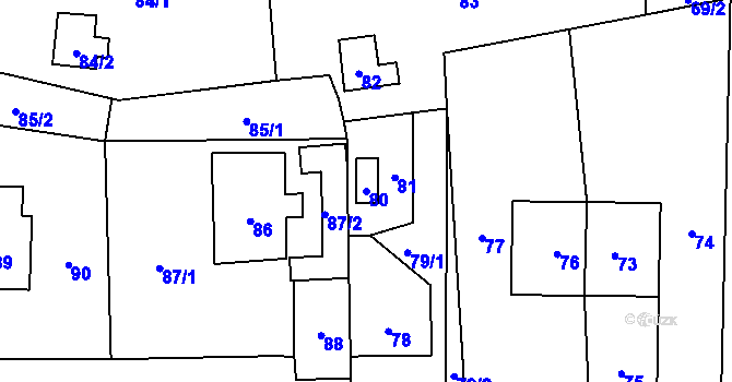 Parcela st. 80 v KÚ Sebuzín, Katastrální mapa