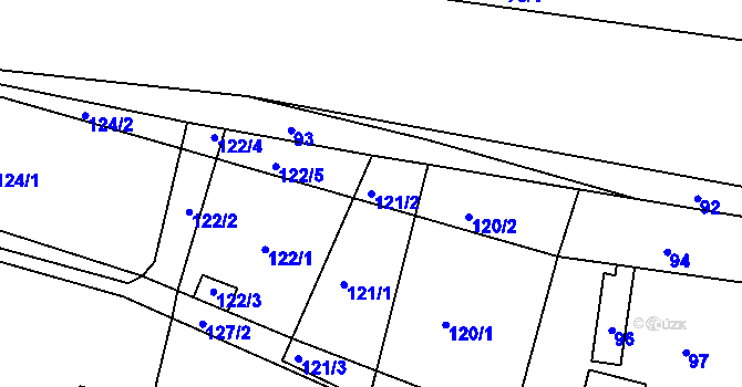 Parcela st. 121/2 v KÚ Sebuzín, Katastrální mapa