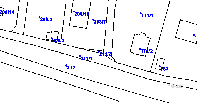 Parcela st. 211/2 v KÚ Sebuzín, Katastrální mapa