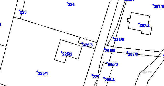 Parcela st. 225/3 v KÚ Sebuzín, Katastrální mapa