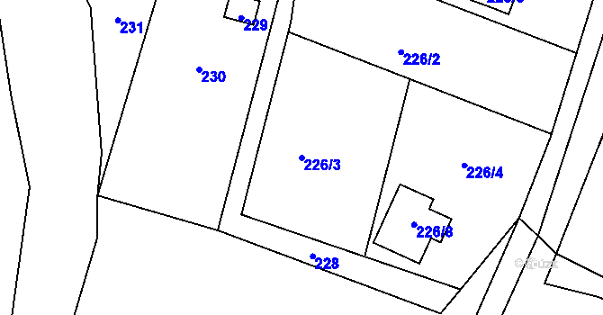 Parcela st. 226/3 v KÚ Sebuzín, Katastrální mapa