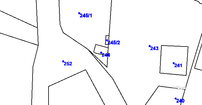 Parcela st. 244 v KÚ Sebuzín, Katastrální mapa