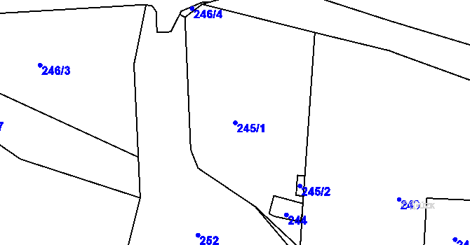 Parcela st. 245/1 v KÚ Sebuzín, Katastrální mapa