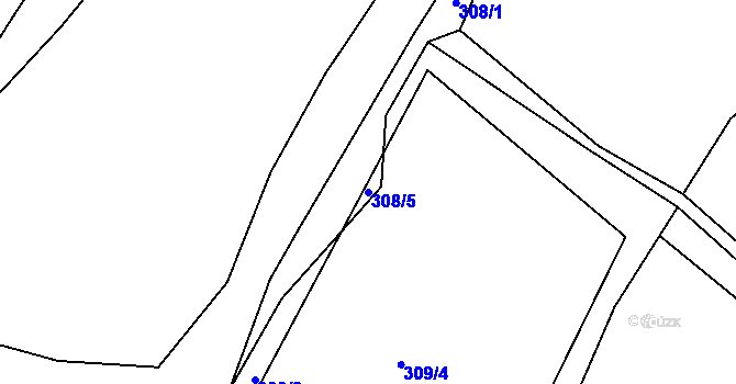 Parcela st. 308/5 v KÚ Sebuzín, Katastrální mapa