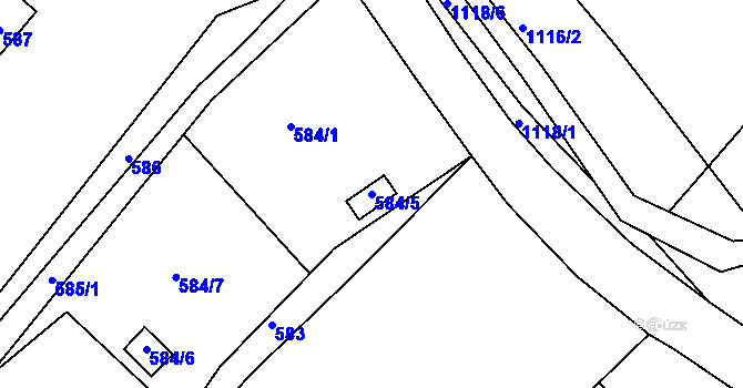 Parcela st. 584/5 v KÚ Sebuzín, Katastrální mapa