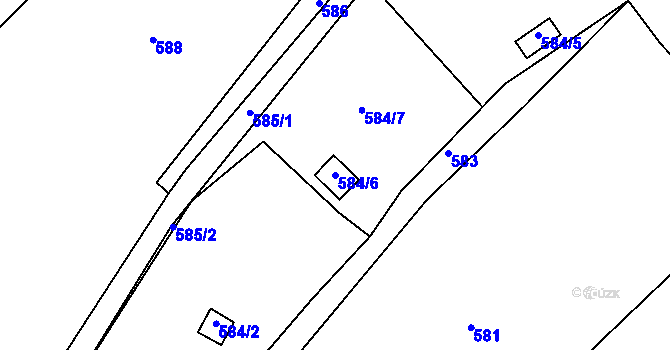 Parcela st. 584/6 v KÚ Sebuzín, Katastrální mapa