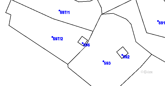 Parcela st. 596 v KÚ Sebuzín, Katastrální mapa