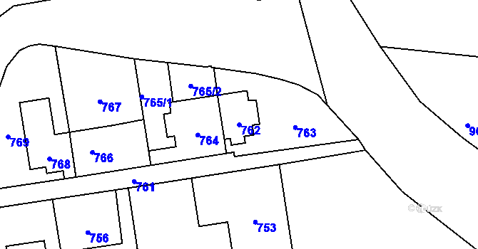 Parcela st. 762 v KÚ Sebuzín, Katastrální mapa