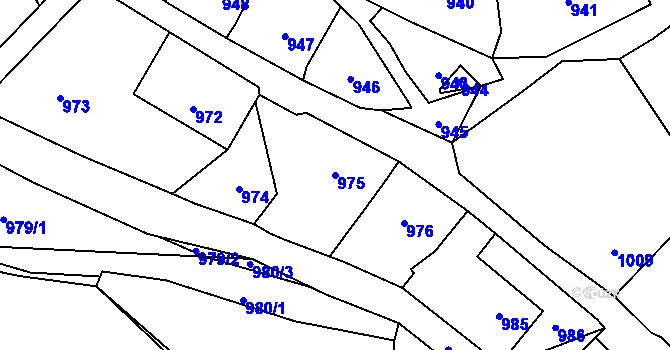Parcela st. 975 v KÚ Sebuzín, Katastrální mapa