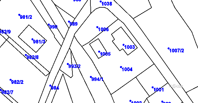 Parcela st. 1005 v KÚ Sebuzín, Katastrální mapa