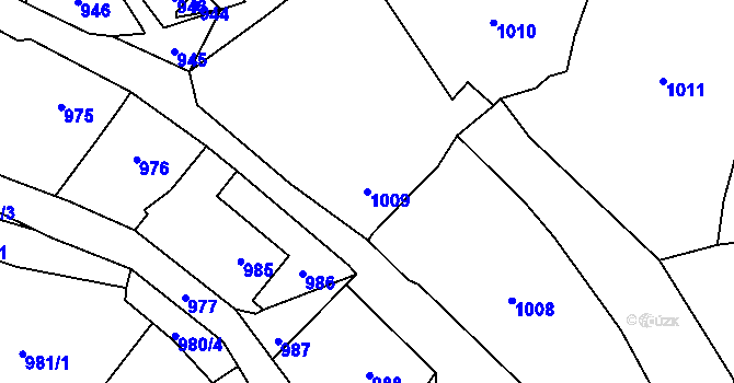 Parcela st. 1009 v KÚ Sebuzín, Katastrální mapa