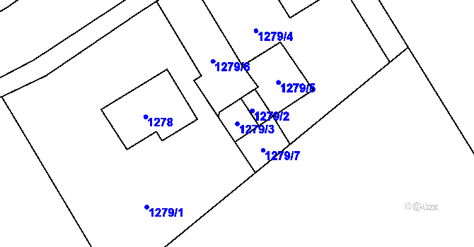 Parcela st. 1279/3 v KÚ Sebuzín, Katastrální mapa