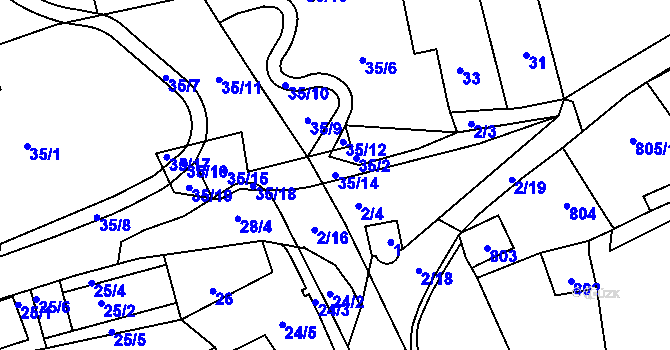 Parcela st. 35/14 v KÚ Sebuzín, Katastrální mapa