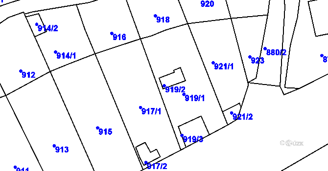 Parcela st. 919/2 v KÚ Sebuzín, Katastrální mapa