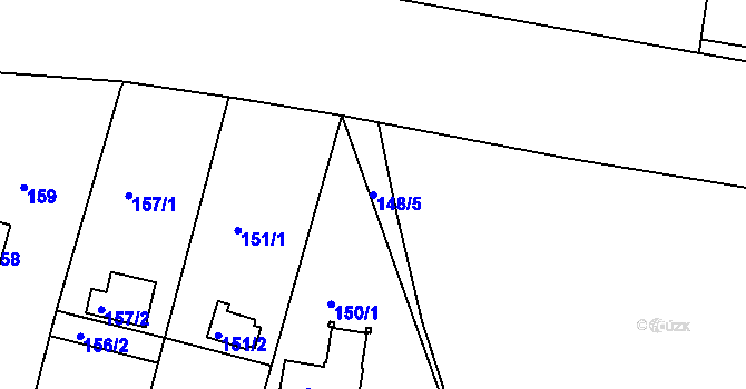 Parcela st. 148/5 v KÚ Sebuzín, Katastrální mapa