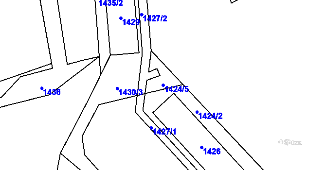 Parcela st. 1424/5 v KÚ Sebuzín, Katastrální mapa