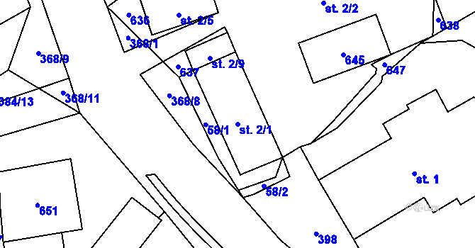 Parcela st. 2/1 v KÚ Seč u Blovic, Katastrální mapa