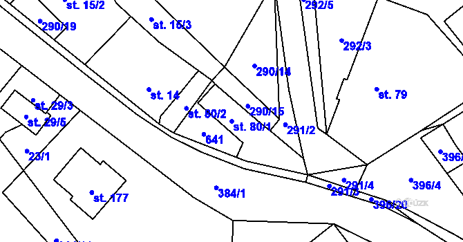 Parcela st. 80/1 v KÚ Seč u Blovic, Katastrální mapa