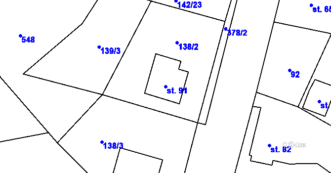 Parcela st. 91 v KÚ Seč u Blovic, Katastrální mapa