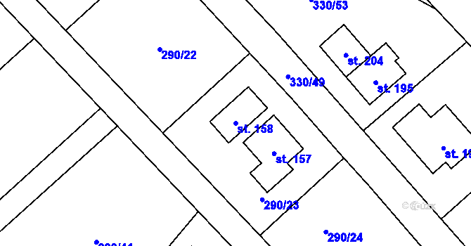 Parcela st. 158 v KÚ Seč u Blovic, Katastrální mapa