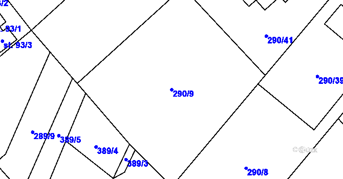 Parcela st. 290/9 v KÚ Seč u Blovic, Katastrální mapa