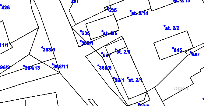 Parcela st. 637 v KÚ Seč u Blovic, Katastrální mapa