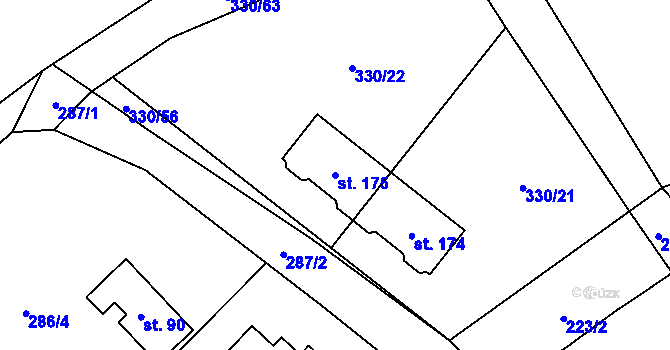 Parcela st. 175 v KÚ Seč u Blovic, Katastrální mapa