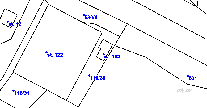 Parcela st. 183 v KÚ Seč u Blovic, Katastrální mapa
