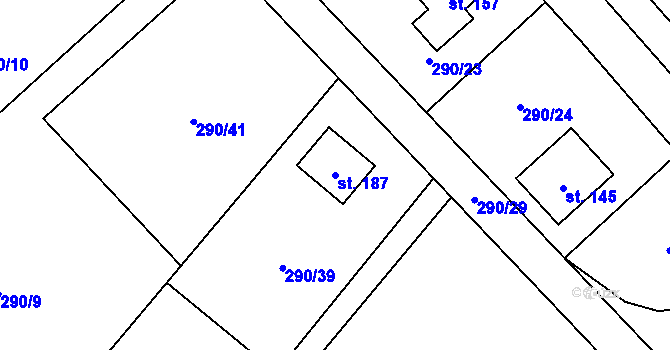 Parcela st. 187 v KÚ Seč u Blovic, Katastrální mapa