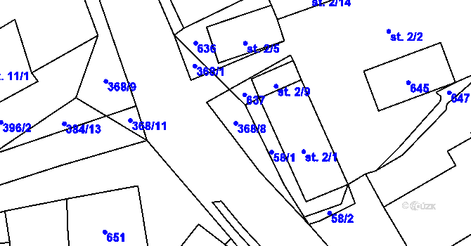 Parcela st. 368/8 v KÚ Seč u Blovic, Katastrální mapa