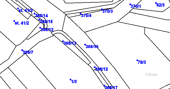 Parcela st. 368/16 v KÚ Seč u Blovic, Katastrální mapa