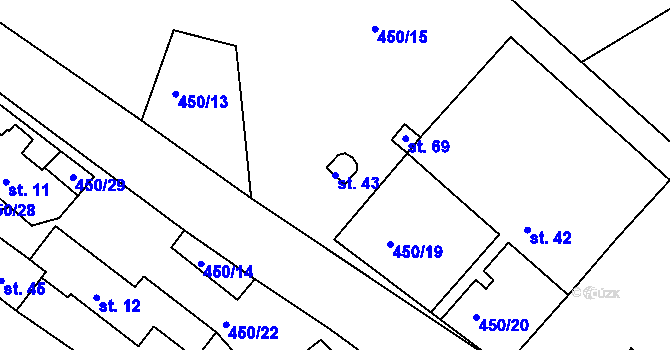 Parcela st. 43 v KÚ Proseč u Seče, Katastrální mapa