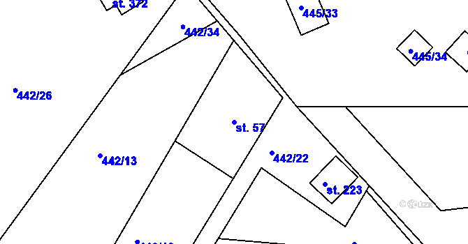Parcela st. 57 v KÚ Proseč u Seče, Katastrální mapa