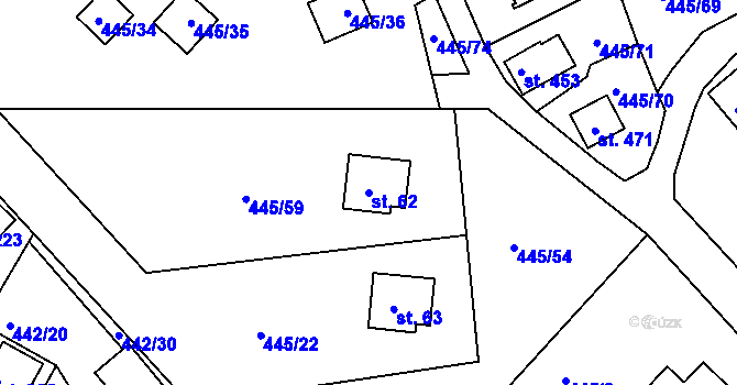 Parcela st. 62 v KÚ Proseč u Seče, Katastrální mapa