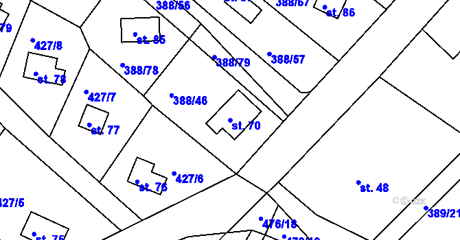 Parcela st. 70 v KÚ Proseč u Seče, Katastrální mapa