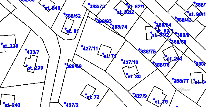 Parcela st. 71 v KÚ Proseč u Seče, Katastrální mapa