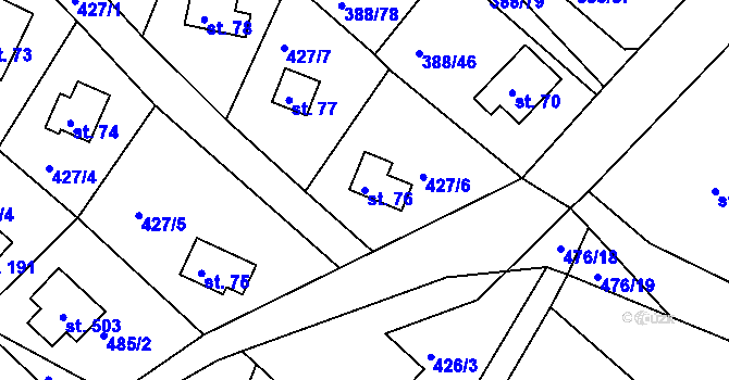 Parcela st. 76 v KÚ Proseč u Seče, Katastrální mapa