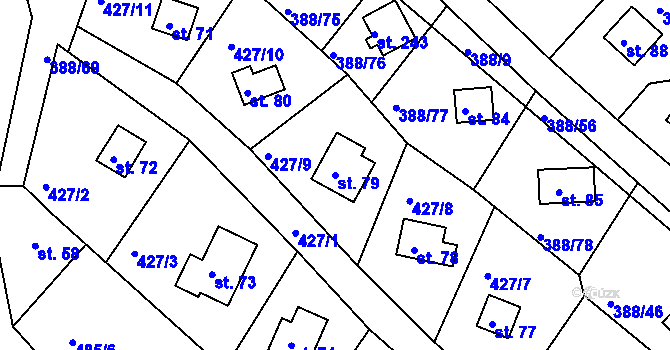 Parcela st. 79 v KÚ Proseč u Seče, Katastrální mapa